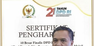 Bupati Halteng Masuk 10 Besar Finalis DPD RI Awards 2025 Kategori Sosial & Kesehatan