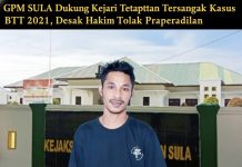 GPM Sula Dukung Kejari Tetapkan Tersangka Kasus BTT 2021, Desak Hakim Tolak Praperadilan